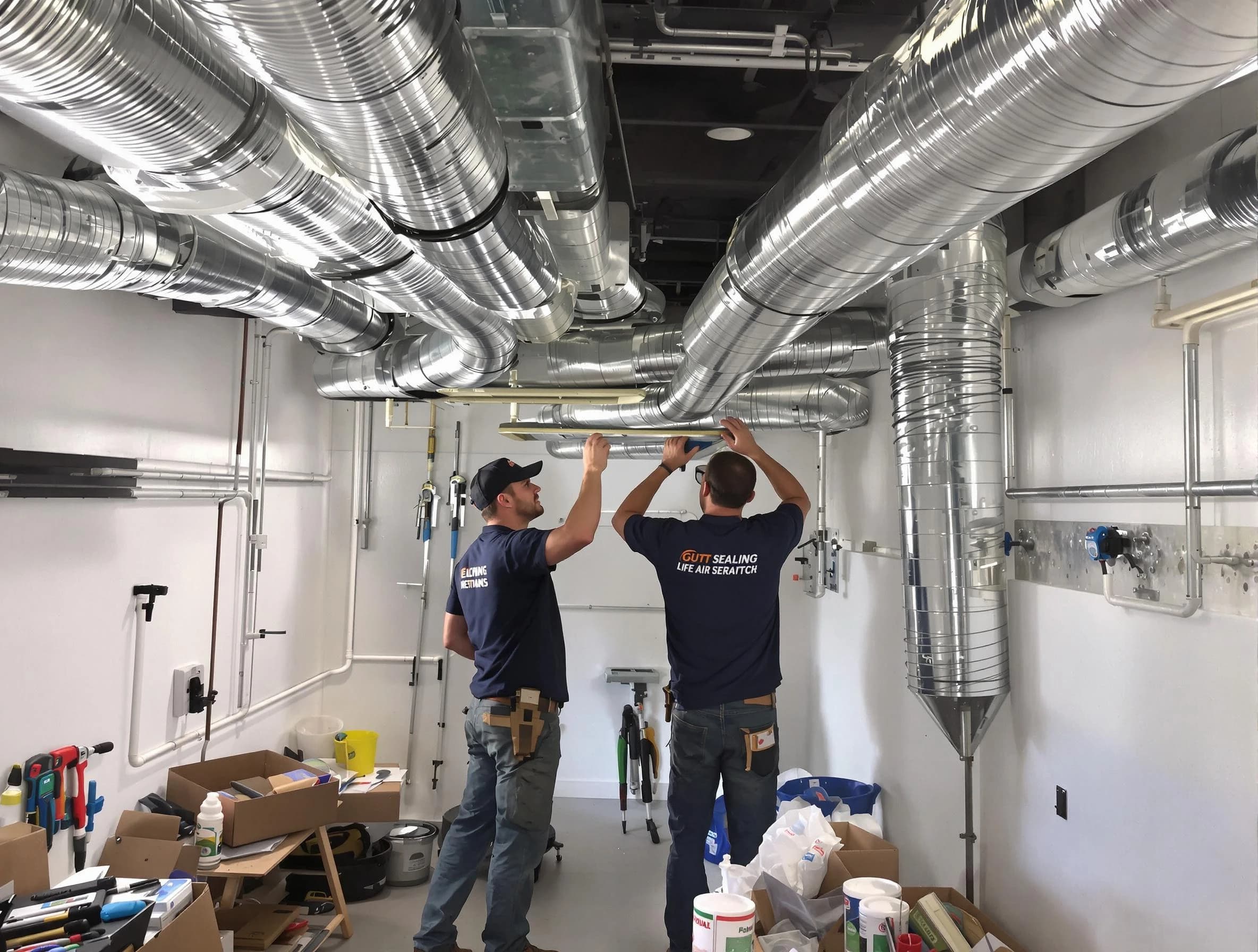 Plymouth Air Duct Cleaning technician applying professional duct sealing solutions in Plymouth