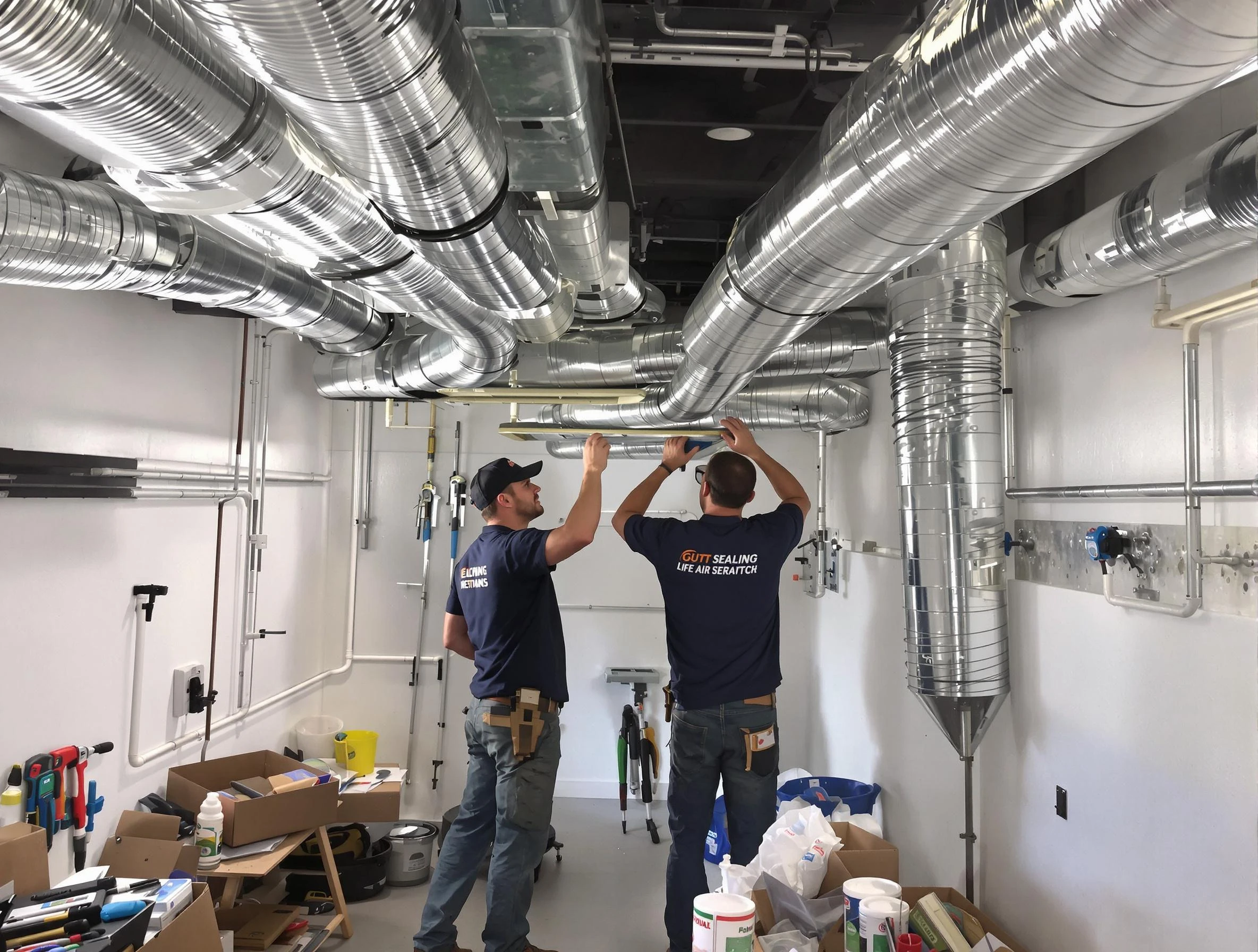 Plymouth Air Duct Cleaning technician applying professional duct sealing solutions in Plymouth