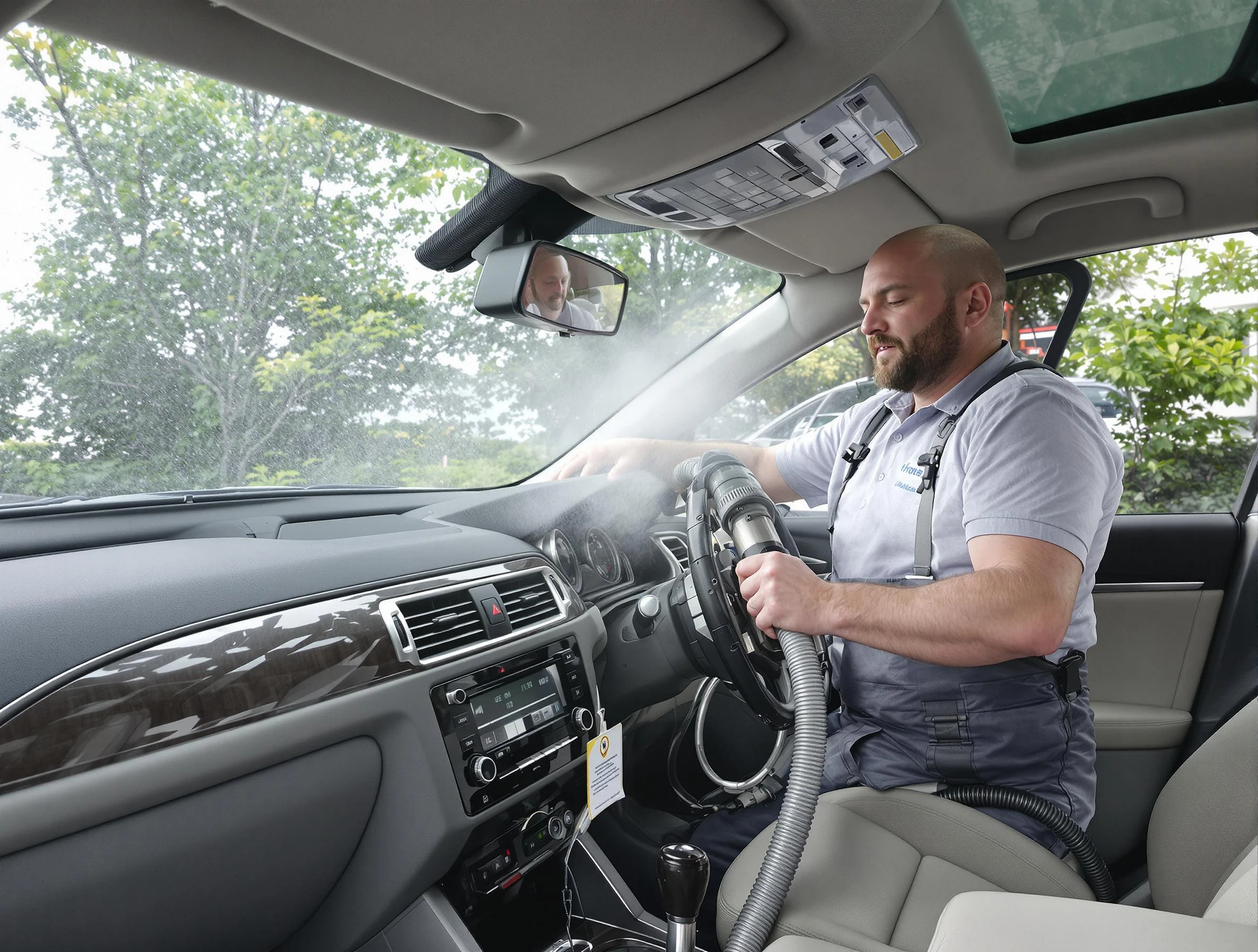 Plymouth Air Duct Cleaning specialist performing professional car duct cleaning in Plymouth